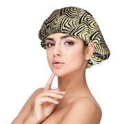 Art Deco Black,Adult's Satin Sleeping Cap - Women's Elastic Sleep Bonnet, Adjustable Overnight Hair Cover