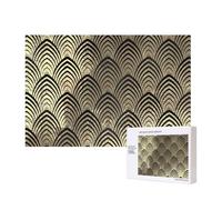 Art Deco Black Champaigne Gold Scales Seashells,300 Pieces Wooden Jigsaw Family Game Jigsaw Puzzles for Adults Teens Home Decor