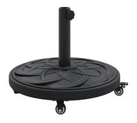 Art Deco Black Iron Parasol Stand with Diameter 45 x 39.5 cm, Fillable and Rollable, Sturdy Parasol Base for Garden, Balcony, Patio, Weatherproof and Space-Saving, with Brakes