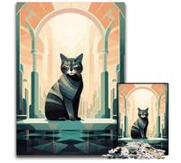 Art Deco Cat Art Jigsaw Puzzles 1000 Pieces for Adults Puzzles for Adults Ideal for Lover Perfect Christmas New Year Valentine's Gift 1000 PCS(38x26cm)