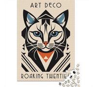 Art Deco Cat Roaring Twenties Jigsaw Puzzle for Adults, 1000 Pieces, 38x26cm/1000pcs, Screen-Free Activity, Evening Leisure And Time at Home