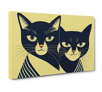 Art Deco Cats Vol.1 Canvas Print | Gallery Wrapped 30mm Frame Wall Decor | 30x20 inches | Ready to Hang | Art Deco Animal Picture | Living Room Bedroom Lounge Office