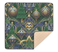Art Deco Christmas Pattern Large Sturdy Baby Play Mat for Floor Water Resistant Playroom Activity Mat for Baby Kids Toddlers Infants, 50'' x 50''