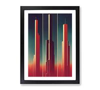 Art Deco City Architecture No.7 Skyscraper Framed Print | A4 Black Framed Wall Art | Ready to Hang | Art Deco Cityscape Picture | Living Room Bedroom Lounge Office