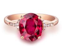 Art Deco Cluster Ring Lab Created Ruby Band Ring 18K Gold Oval Size J 1/2 Solid Not Plated Fashion for Sister Cocktail Jewelry