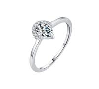 Art Deco Cluster Ring White Gold Wedding Band Women 14K Au585 Size S 1/2 White Round 7X7mm Moissanite Stackable for Sister Popular