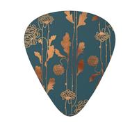 Art Deco Copper Flowers,12 Pcs Guitar Pick,3 Different Thickness Plectrums for Acoustic Guitar Bass Ukulele (0.46mm 0.96mm 0.71mm)
