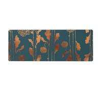 Art Deco Copper Flowers,Mouse Pad Large Desk Pad Computer Keyboard Mouse Mat With Non Slip Rubber Base 30 x 80 cm