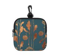 Art Deco Copper Flowers, Square Zipper Storage Bag, Neoprene Coin Purse, Small Wallets, Change Pouch, Change Purse