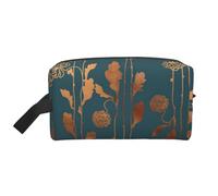 Art Deco Copper FlowersMakeup Trave Bag for Women,Cosmetic Large Capacity Organizer