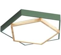 Art Deco Dimmable Flush Mount Ceiling Light, Modern Double Layer Pentagon Design for Living Room & Bedroom, Green 35cm & 45cm Options