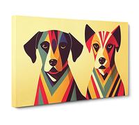Art Deco Dogs Canvas Print | Gallery Wrapped 30mm Frame Wall Decor | 30x20 inches | Ready to Hang | Art Deco Abstract Picture | Living Room Bedroom Lounge Office