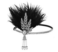 Art Deco Elastic Headpiece With Crystal For Women's 1920s Theme Parties & Daily Wear Feathered Headwear