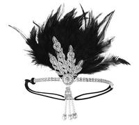 Art Deco Elastic Headpiece With Crystal For Women's 1920s Theme Parties & Daily Wear Feathered Headwear