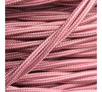 Art Deco Emporium PRE-CUT 1 Meter Length Vintage Styled British Old Dusky Pink Coloured Cloth Covered Braided Twist Flex - Electric Cable 3 Core; Electrical Wire 6Amp; Lighting Flex 0.75mm