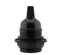 Art Deco Emporium Single E27 Lampholder in Black Bakelite with Shade Ring and Nylon Cord Grip for Hanging Light Fittings, Black Ceiling Light Fitting or Pendant Light Fitting