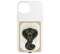 Art Deco Evil: Golden Cobra Head Symbol Case for iPhone 15 Plus