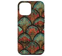 Art Deco Fan Motif in Teal Red and Black Jewel Tones Case for iPhone 12 Pro Max