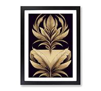Art Deco Feather No.1 Framed Print | A2 Black Framed Wall Art | Ready to Hang | Art Deco Nature Picture | Living Room Bedroom Lounge Office
