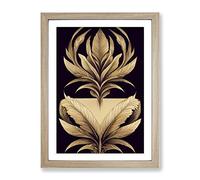 Art Deco Feather No.1 Framed Print | A2 Oak Framed Wall Art | Ready to Hang | Art Deco Nature Picture | Living Room Bedroom Lounge Office