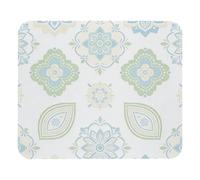 Art Deco Floral Medallion Geo Tile Pattern Office & School Mouse Mat, Jersey Fabric Mouse Pad with Non-Slip Rubber Base