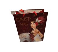 Art Deco - Foiled Large Gift Bag & Tag - Decoupage Detail - Christmas