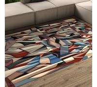 Art Deco Geometric Area Rug 140x200 Modern Abstract Cubism Art Carpet for Living Room Bedroom Dining Room Home Office Decorative Floor Mat Low-Profile with Non Slip Backing Large Rugs
