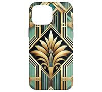 Art Deco Geometric Design in Yellow and Teal Case for iPhone 16 Pro Max