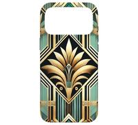 Art Deco Geometric Design in Yellow and Teal Case for iPhone 17 Pro Max