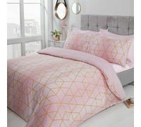 Art Deco Geometric Reversible Duvet Cover Set Single Double King Blush Pink