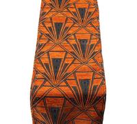 Art Deco Geometric Table Runner in Burnt Orange and Metallic Silver. Traditional Soft Velvet Chenille. 20s and 30s Vintage Style. Available in Two Sizes (30cm x 180cm)