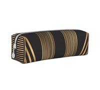 Art Deco Gold Building Design Pencil Case Leather Simple Zipper Pencil Bag, Color 3, 21 x 5 x 5.5 cm