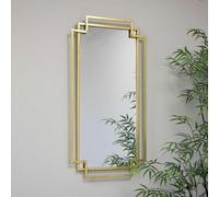Art Deco Gold Foiled Decorative Wall Mirror 94x48cm | Stylish Accent for Living Room Bedroom & Bathroom | Elegant Home Decor Luxury Design