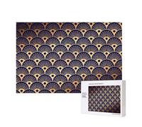 Art Deco Golden Blu Navy Seashells,300 Pieces Wooden Jigsaw Family Game Jigsaw Puzzles for Adults Teens Home Decor