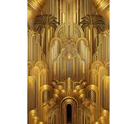 Art Deco Golden Notebook: Paperback, 100 lined pages