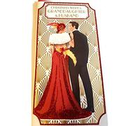 Art Deco - Granddaughter & Husband - Glittered Christmas Card