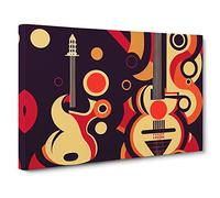 Art Deco Guitar Canvas Print | Gallery Wrapped 30mm Frame Wall Decor | 30x20 inches | Ready to Hang | Art Deco Music Picture | Living Room Bedroom Lounge Office