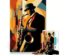 Art Deco Jazz Musician 1000 Piece Puzzle For Teenagers Brain Think Clear Hue Real Challenge Home Display (38x26cm)