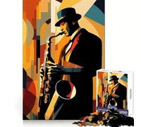 Art Deco Jazz Musician 1000 Piece Puzzle For Teenagers Brain Think Clear Hue Real Challenge Home Display (38x26cm)