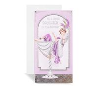 Art Deco Lady - Daughter - Slim Glittered Birthday Card with Gem Detail