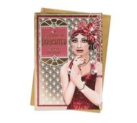 Art Deco Lady - Fabulous Daughter - Glittered Birthday Card