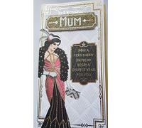 Art Deco Lady - Wonderful Mum - Glittered Slim Birthday Card