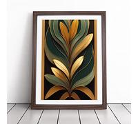 Art Deco Leaves No.3 | Framed Wall Art Print | Modern Home Decor Picture | Ready to Hang Artwork for Living Room, Bedroom, Kitchen or Office | Multiple Sizes