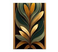 Art Deco Leaves No.3 | Unframed Wall Art Print | Ready to Frame Poster | Modern Home Decor Picture | Artwork for Living Room, Bedroom, Kitchen or Office | A2 (42x59.4 cm)