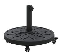 Art Deco Parasol Stand Black Diameter 45 x 39.5 cm Iron with 4 Wheels and Brakes, Weatherproof, Stable Parasol Base for Garden, Patio, Balcony, Fillable and Adjustable