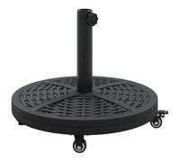 Art Deco Parasol Stand Black Diameter 45 x 39.5 cm Iron with 4 Wheels, Brakes, Fillable and Adjustable for Garden, Patio, Balcony, Sturdy, Weatherproof Base for Sun Protection