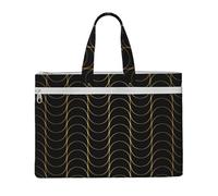 Art Deco Pattern Seamless Black And Gold,Canvas Document Bag Zipper File Tote Bag Handbag Briefcase for School Office