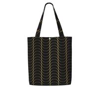 Art Deco Pattern Seamless Black And Gold,Reusable Grocery Bags Shopping Tote Bags Large Capacity Canvas Shoulder bag