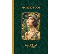 Art Deco Patterned Cover Address Book, Telephone Directory, Contacts Book, Printed A-Z Indexing, Vintage Aesthetics: Matte Hardcover, 100 Cream Pages, Size: 6" x 9"