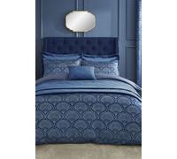 Catherine Lansfield Bedding Art Deco Pearl Super King Duvet Cover Set with Pillowcases Navy